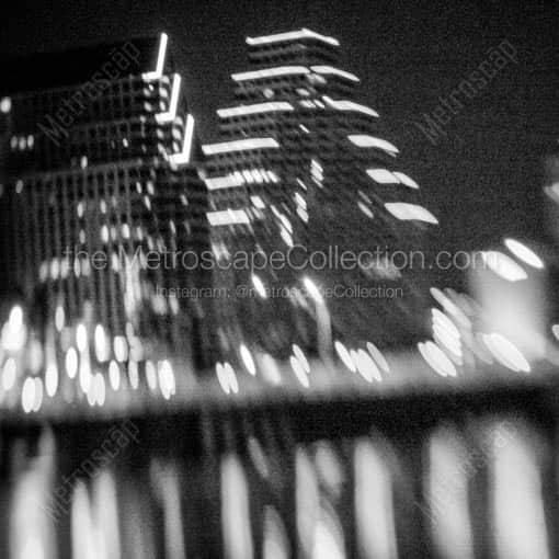 A Blurry Shot of One Congress Plaza Building -- Austin Black and White Wall Art