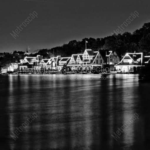 Boathouse Row along the Schuylkill River -- Philadelphia Black and White Wall Art