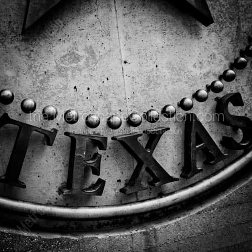 The Bottom of the Dallas Texas Seal -- Dallas Black and White Wall Art