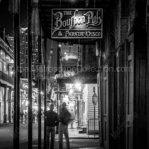 The Bourbon Pub and Parade Disco -- New Orleans Black and White Wall Art