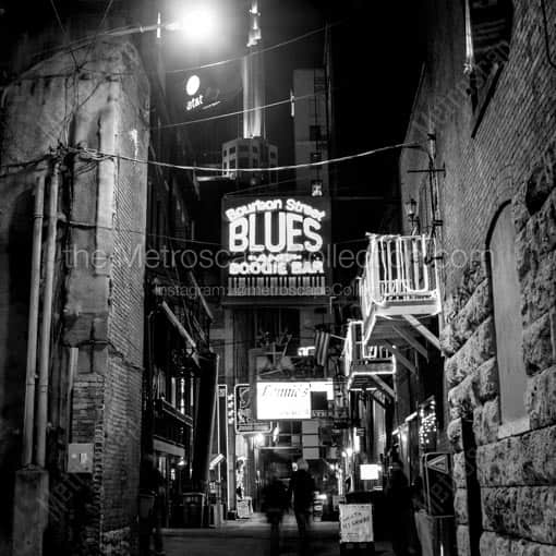 The Bourbon Street Blues Boogie Bar -- Nashville Black and White Wall Art