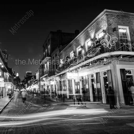 The Bourbon Street Blues Club -- New Orleans Black and White Wall Art