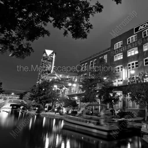 Bricktown Canal -- Oklahoma City Black and White Wall Art