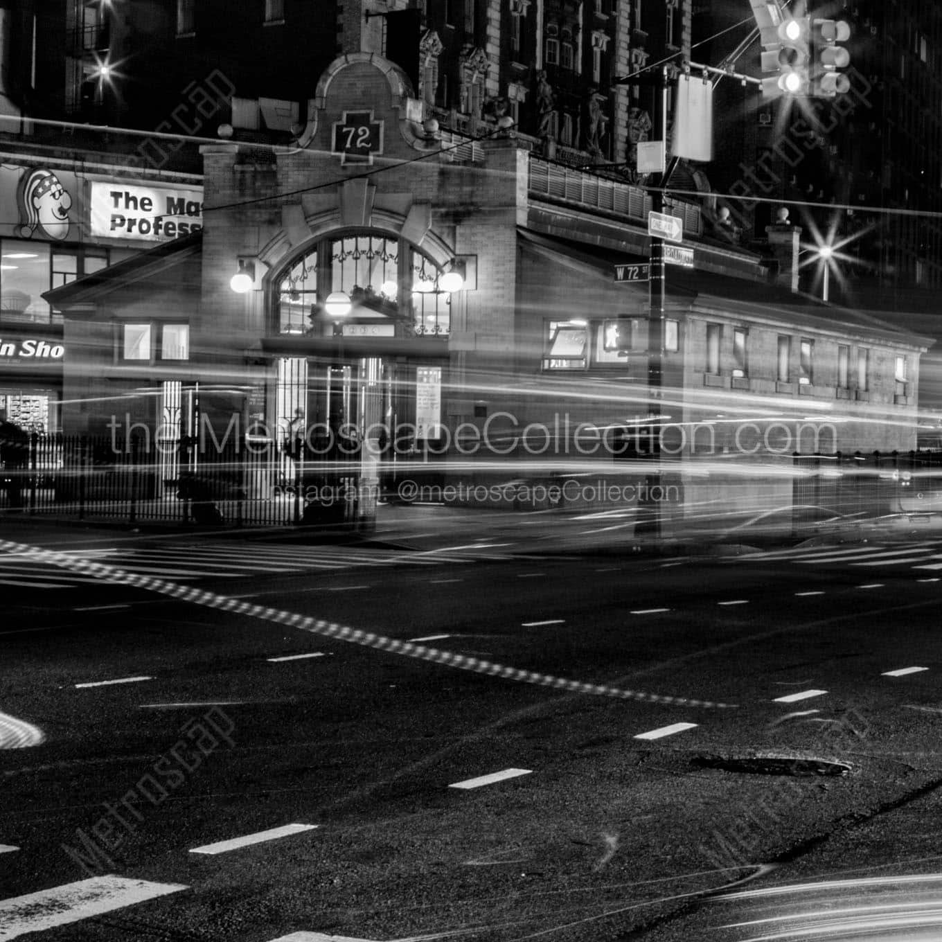 Broadway and 72nd Street at Night Wall Art square crop