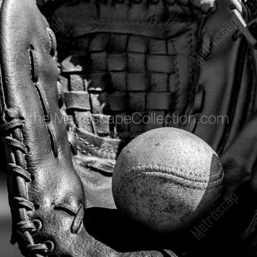 Bronze Gloves on the FifthThird Field Main Gates -- Toledo Black and White Wall Art
