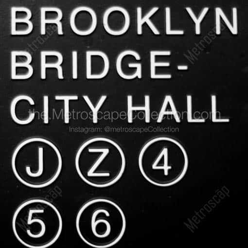 Brooklyn Bridge - City Hall Subway Station -- New York City Black and White Wall Art