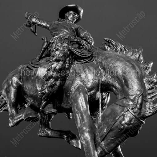 The Bucking Bronco Statue in Denver -- Denver Black and White Wall Art
