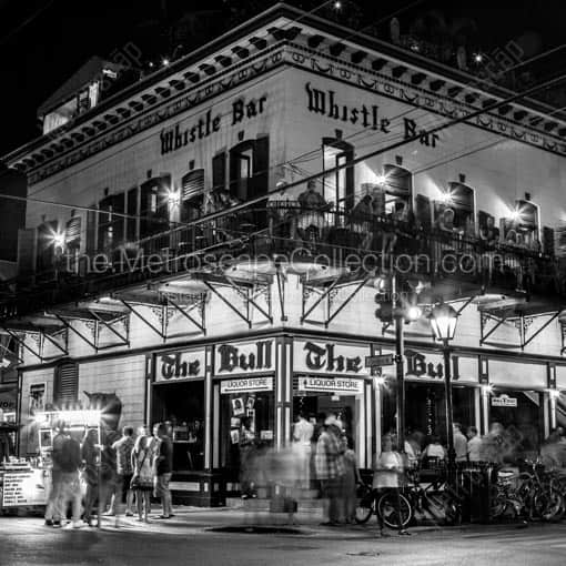The Bull and Whistle Bar -- Key West Black and White Wall Art