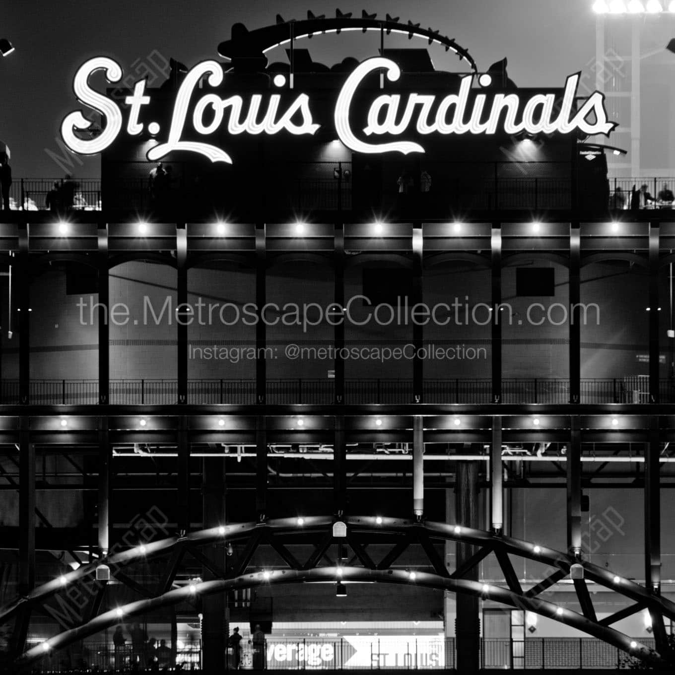 Busch Stadium at Night at Clark and Spruce Wall Art square crop
