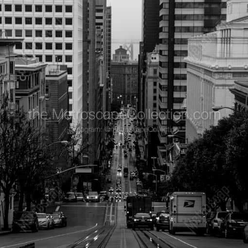 A US Mail Truck on California Street in Downtown San Francisco -- San Francisco Black and White Wall Art