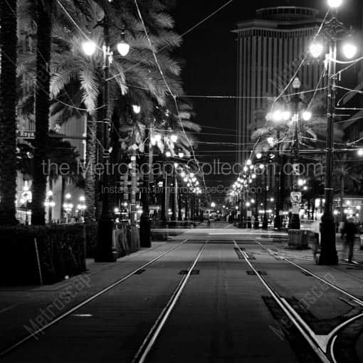 Canal and Royal Street from the Streetcar Tracks -- New Orleans Black and White Wall Art