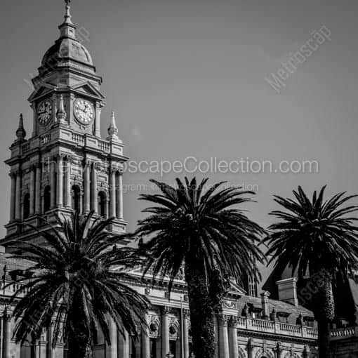 Cape Town City Hall from Grand Parade Plaza -- Cape Town Black and White Wall Art