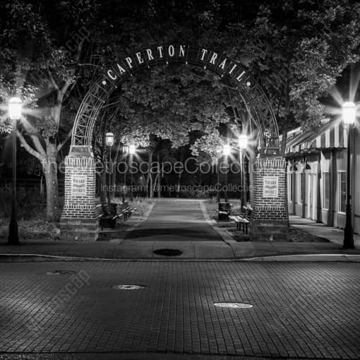 The Caperton Trail Arch at Night -- Morgantown WV Black and White Wall Art