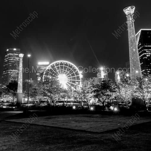 Centennial Olympic Park at Night -- Atlanta Black and White Wall Art