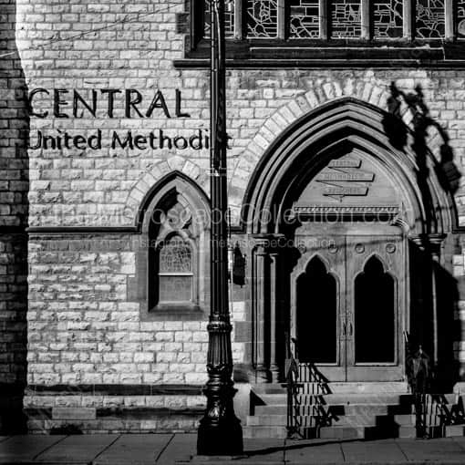 The Central United Methodist Church in Foxtown -- Detroit Black and White Wall Art