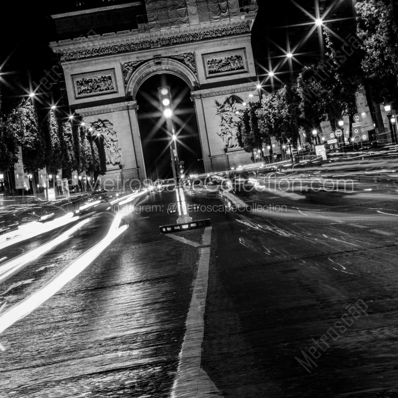 Champs-Elysees Traffic at Night Wall Art square crop