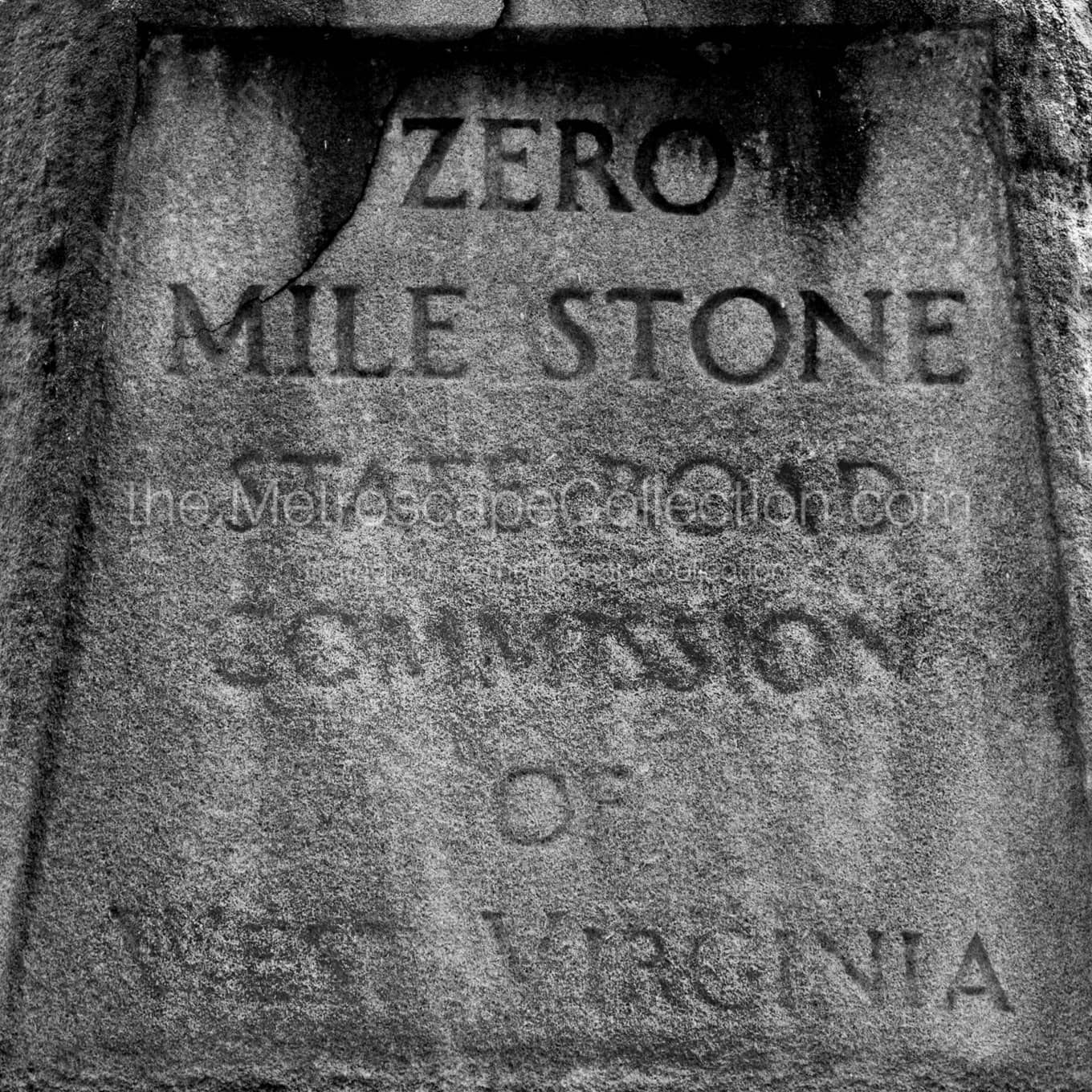 Charleston WV Zero Mile Stone Marker Wall Art square crop