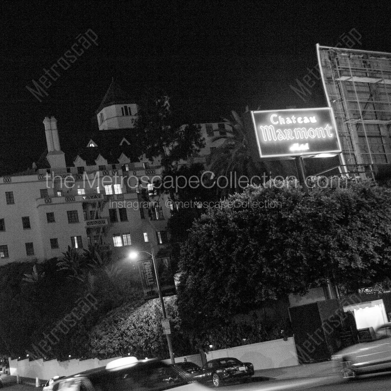 Chateau Marmont at Night Wall Art square crop