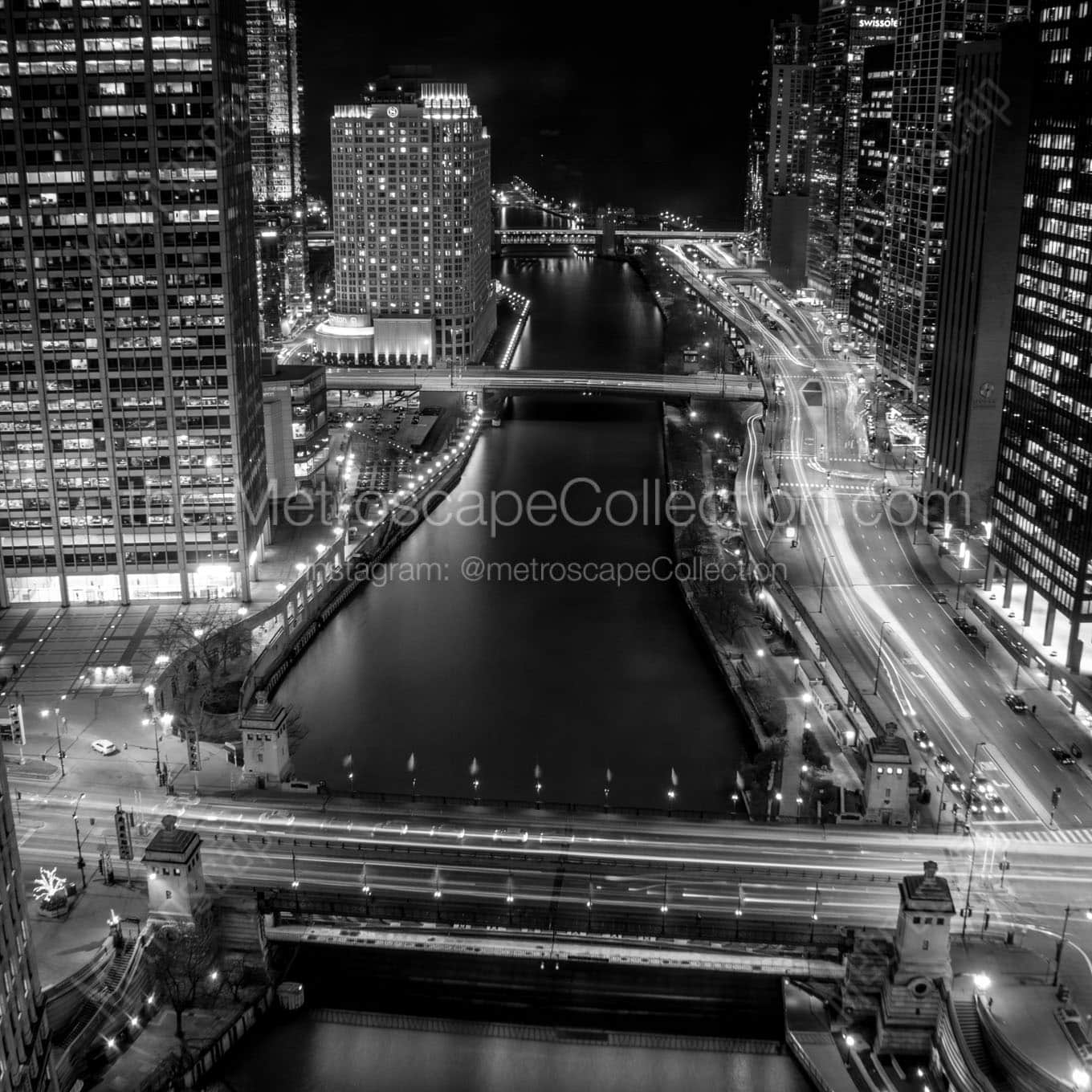 The Chicago River at Night Wall Art square crop
