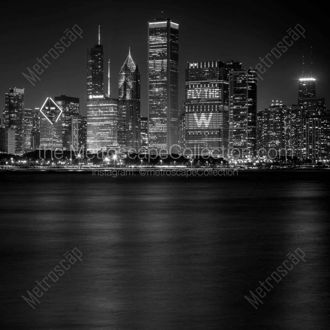 The Chicago Skyline Glistens during the 2016 World Series Wall Art square crop