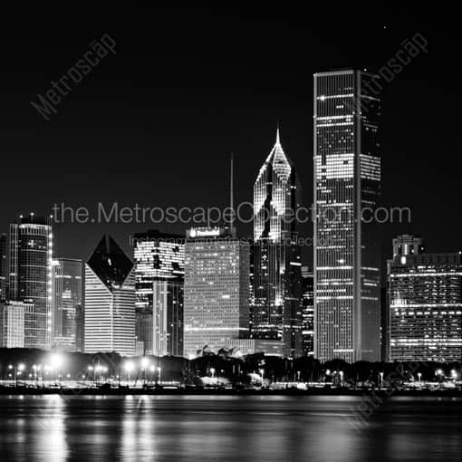 The Chicago Skyline featuring the AON Center, Prudential Buildings and the Smurfit-Stone Building -- Chicago Black and White Wall Art
