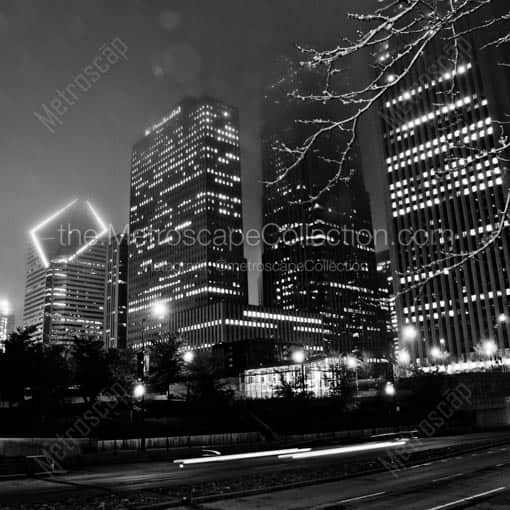 The Chicago Skyline from Columbus Drive and Randolph St. -- Chicago Black and White Wall Art