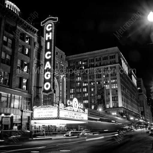 The Chicago Theatre -- Chicago Black and White Wall Art