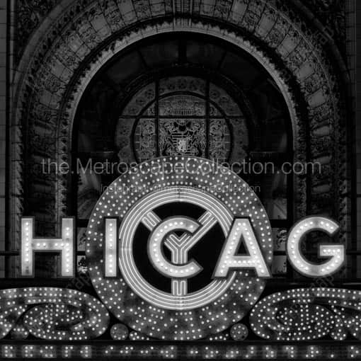 The Chicago Theater Sign -- Chicago Black and White Wall Art