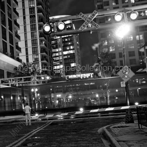 A Train Races Through Downtown Orlando -- Orlando Black and White Wall Art