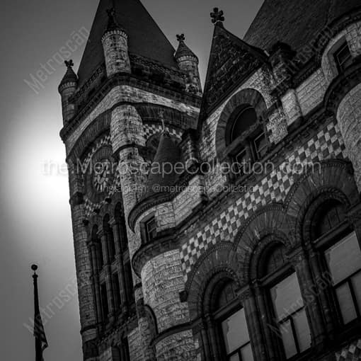The Cincinnati City Hall Clock Tower -- Cincinnati Black and White Wall Art