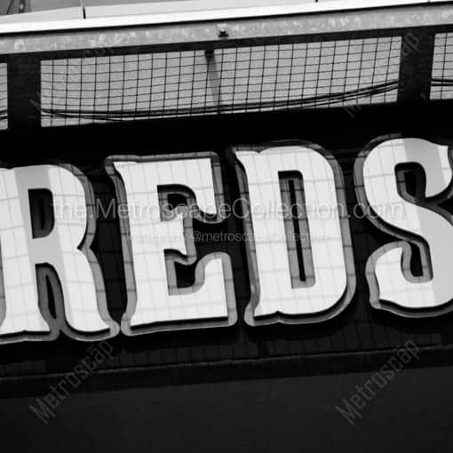 The Cincinnati Reds Sign in Great American Ballpark -- Cincinnati Black and White Wall Art