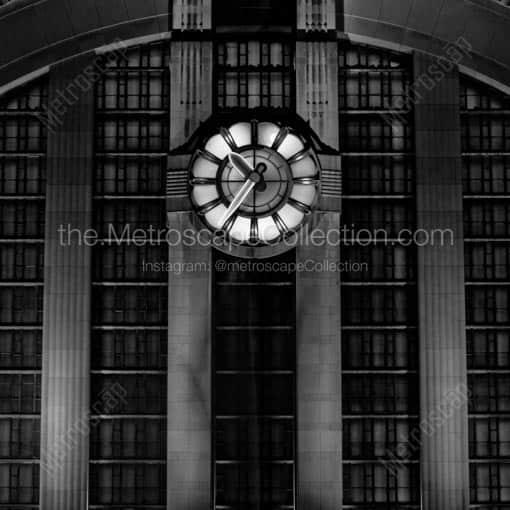 The Wilson Clock on the Cincinnati Museum Center -- Cincinnati Black and White Wall Art