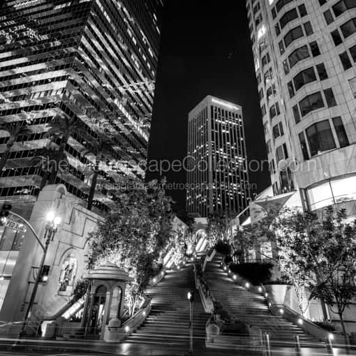 The Citigroup Building and BoA Building from Fifth Street -- Los Angeles Black and White Wall Art
