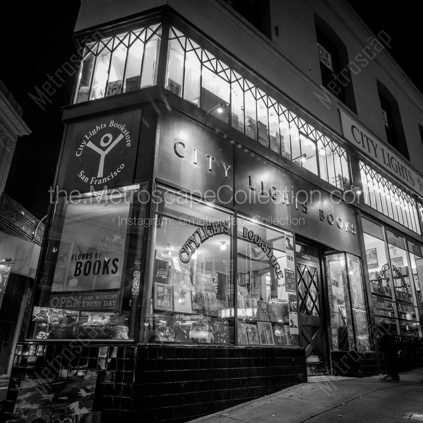 City Light Books on Columbus at Broadway Wall Art square crop
