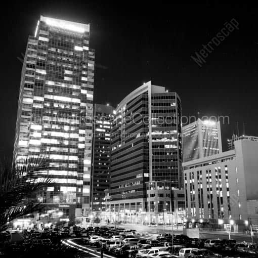 The New Cityscape Tower in Downtown Phoenix at Night -- Phoenix Black and White Wall Art