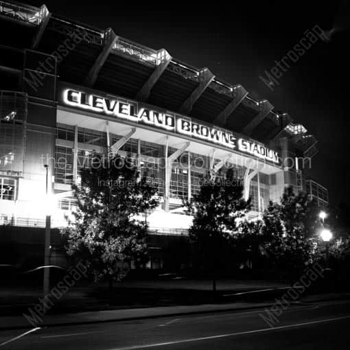 Cleveland Browns Stadium -- Cleveland Black and White Wall Art