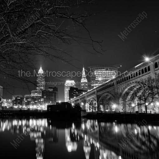 The Cleveland Skyline -- Cleveland Black and White Wall Art