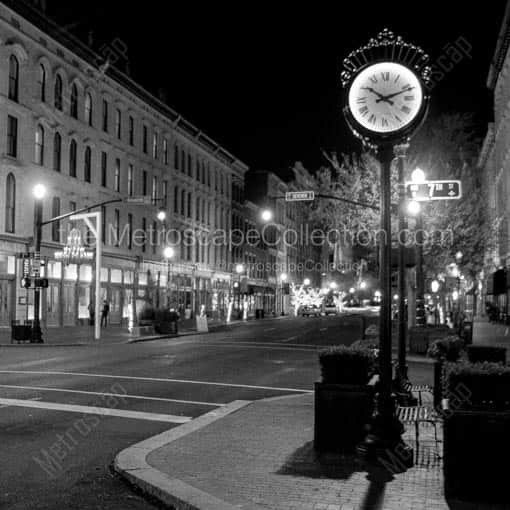 The Clock at Seventh and Main -- Louisville Black and White Wall Art