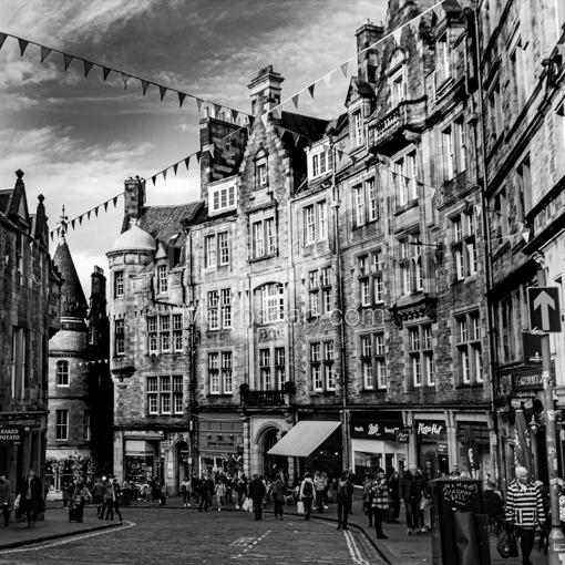 Cockburn Street in Old Town Edinburgh -- Edinburgh Black and White Wall Art