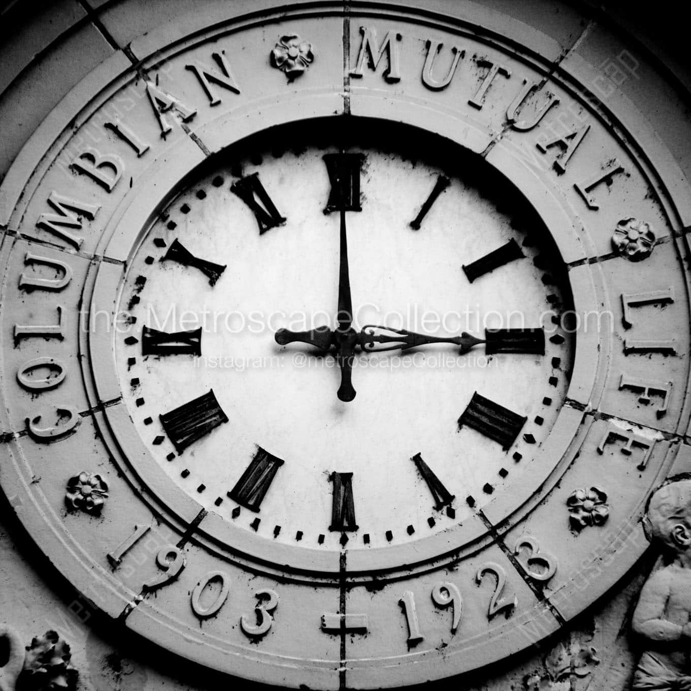Columbia Mutual Life Building Clock Wall Art square crop