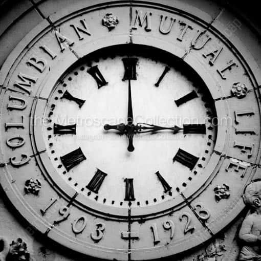 Columbia Mutual Life Building Clock -- Memphis Black and White Wall Art