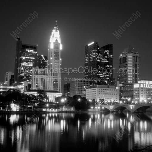 The Columbus Skyline -- Columbus Black and White Wall Art