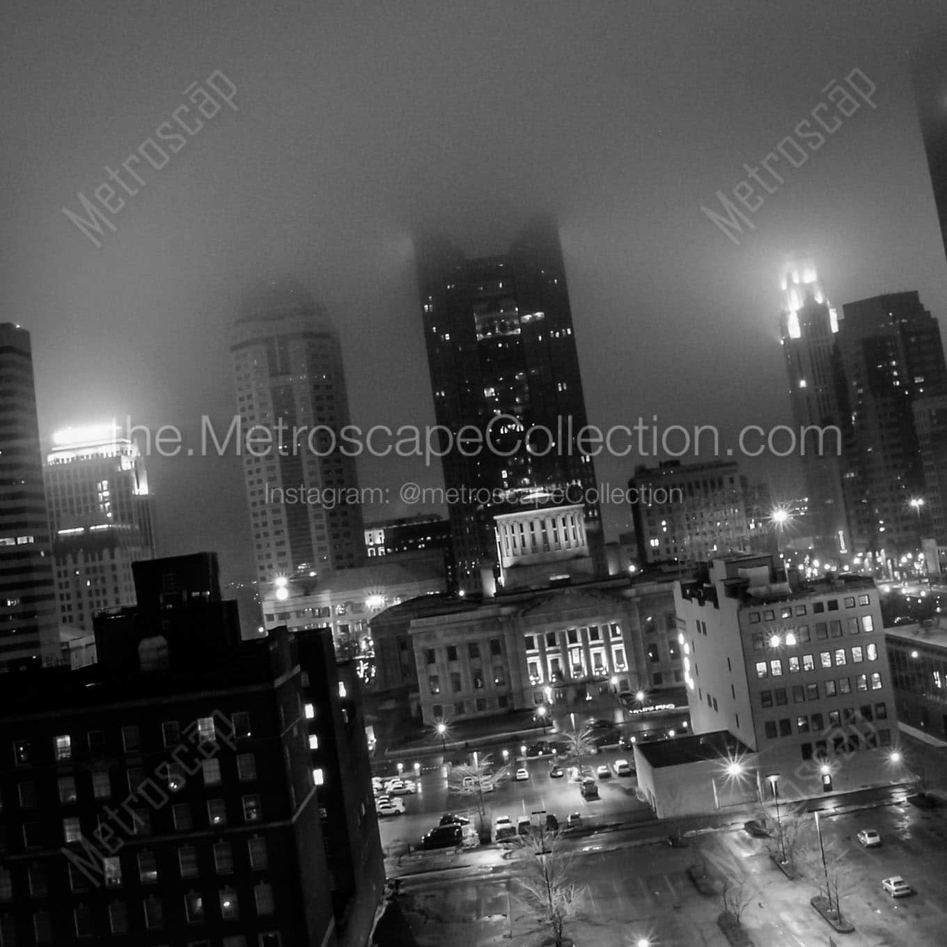 The Columbus Skyline Blanketed in Fog Wall Art square crop