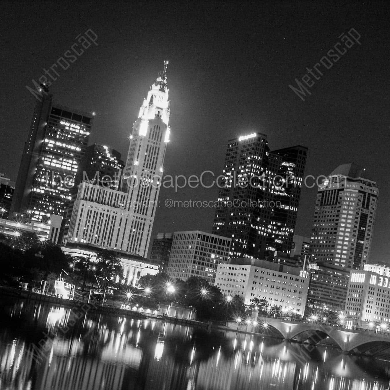 The Columbus Skyline on a Skewed Angle Wall Art square crop