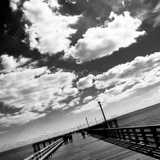 The Coney Island Boardwalk -- New York City Black and White Wall Art