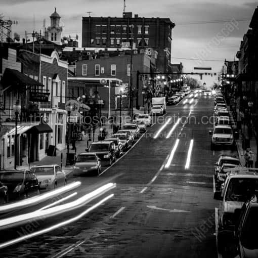 Matte Black WOOD Framed Black and White Athens Photograph: Court Street on Ohio University Campus in Athens Ohio in a Square Matte Black Wood Frame