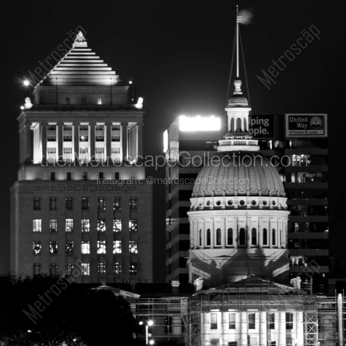 The Courthouse and Civil Courts Building at Night Wall Art square crop