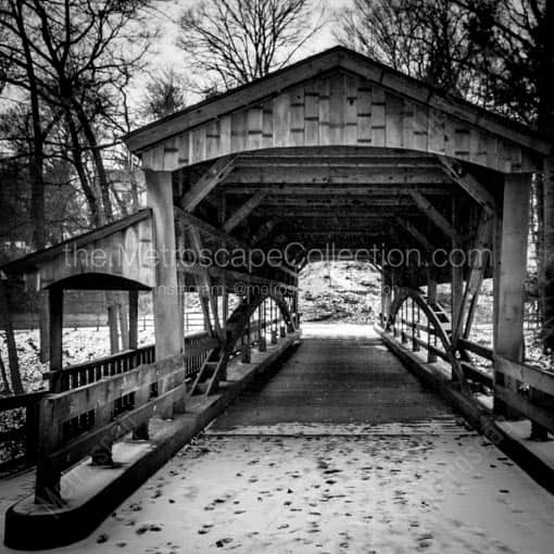 The Covered Bridge at Lantermans Mill -- Youngstown Black and White Wall Art