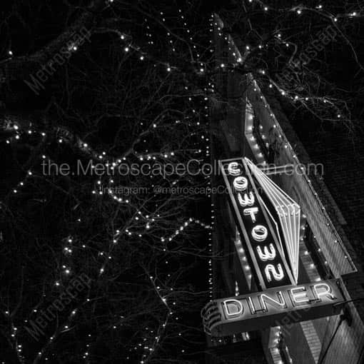 The Cowtown Diner in Downtown Fort Worth -- Fort Worth Black and White Wall Art
