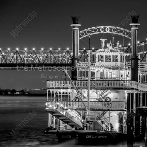 The Creole Queen Riverboat -- New Orleans Black and White Wall Art